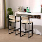 Bar Stools Set of 2 Paper Rope Weave Dining Chairs