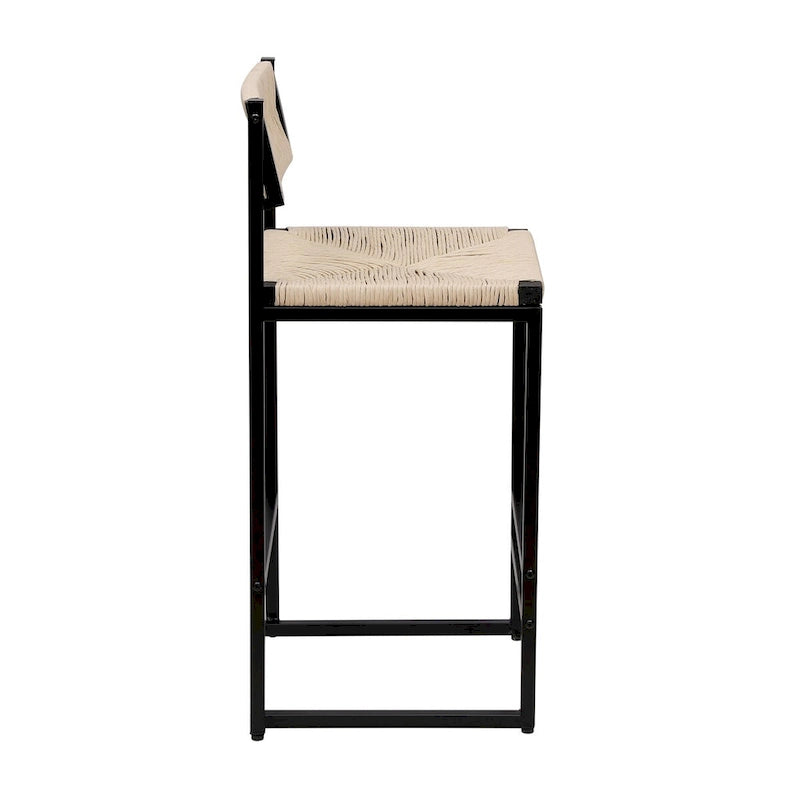 Bar Stools Set of 2 Paper Rope Weave Dining Chairs