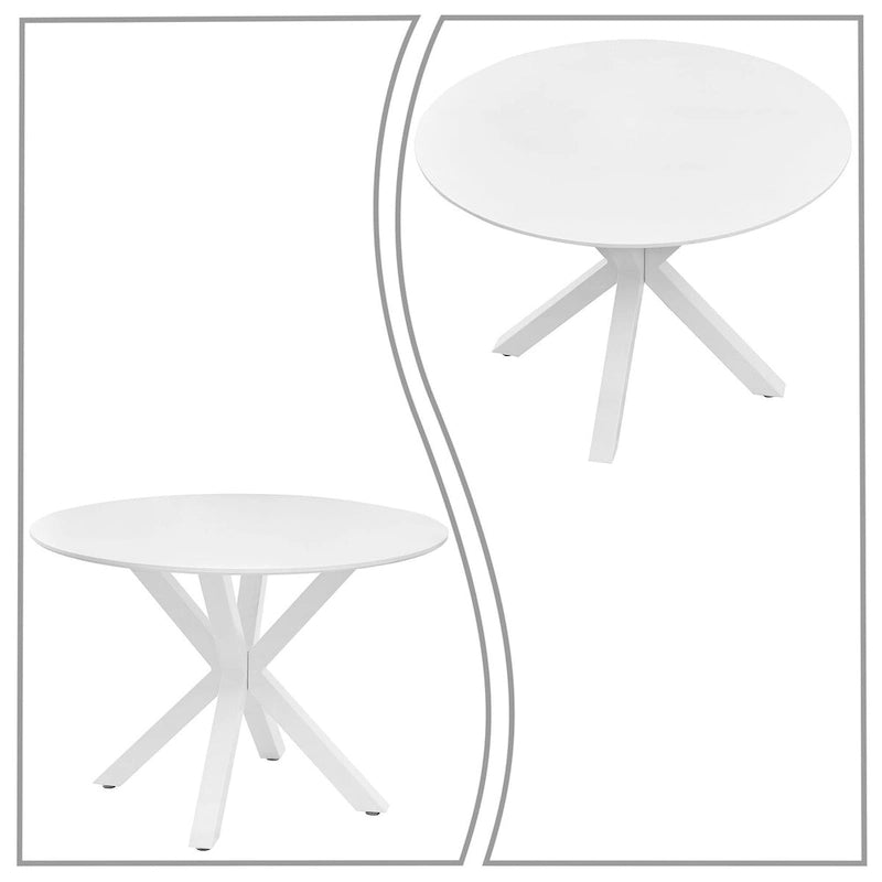 Modern Minimalist Round Dining Table with MDF Top and Metal Legs