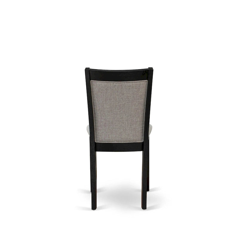 East West Furniture 7 Piece Dinette Set- a Dining Table and 6 Linen Fabric Parson Chairs, Black(Fabric Color Options)