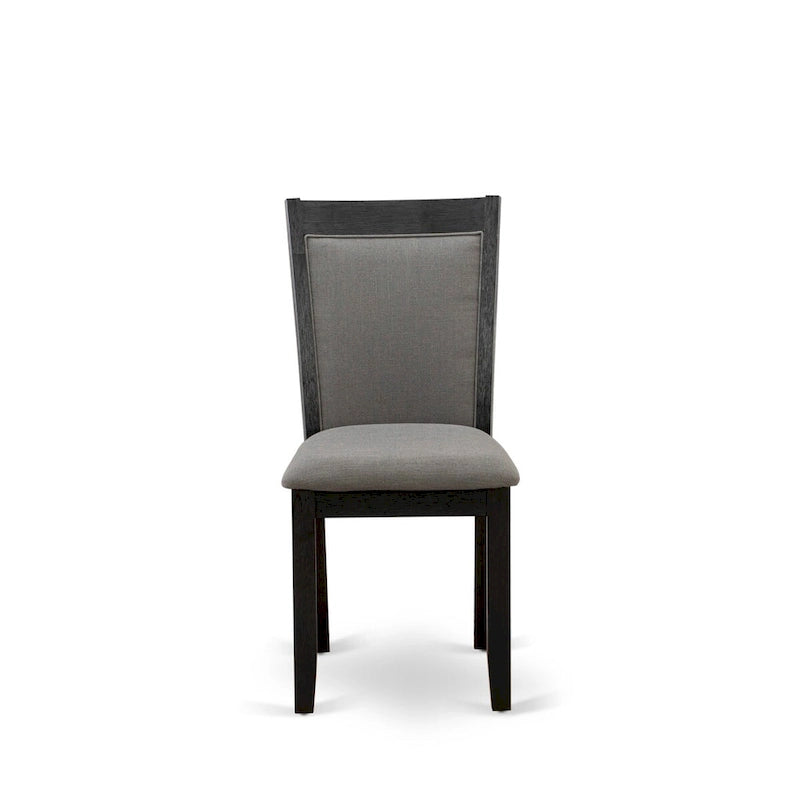 East West Furniture 7 Piece Dinette Set- a Dining Table and 6 Linen Fabric Parson Chairs, Black(Fabric Color Options)