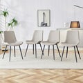 A Set Of 4 Style Restaurant Cushioned Chairs With Suede Backrests And Black Metal Legs,Suitable For Kitchens,Lounges,Farmhouses