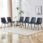A Set Of 4 Style Restaurant Cushioned Chairs With Suede Backrests And Black Metal Legs,Suitable For Kitchens,Lounges,Farmhouses