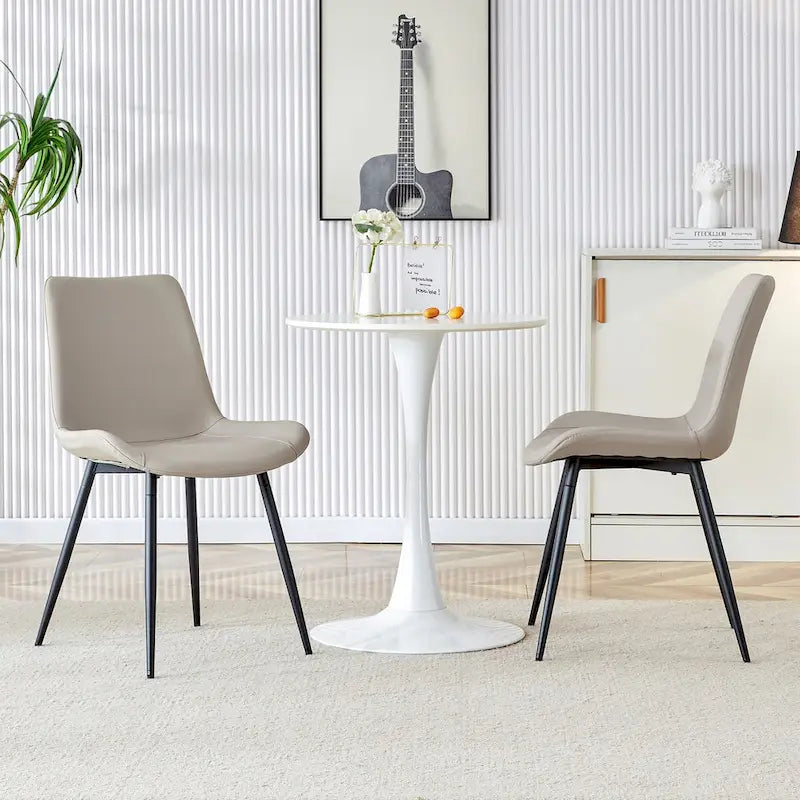 A Set Of 4 Style Restaurant Cushioned Chairs With Suede Backrests And Black Metal Legs,Suitable For Kitchens,Lounges,Farmhouses