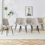 A Set Of 4 Style Restaurant Cushioned Chairs With Suede Backrests And Black Metal Legs,Suitable For Kitchens,Lounges,Farmhouses