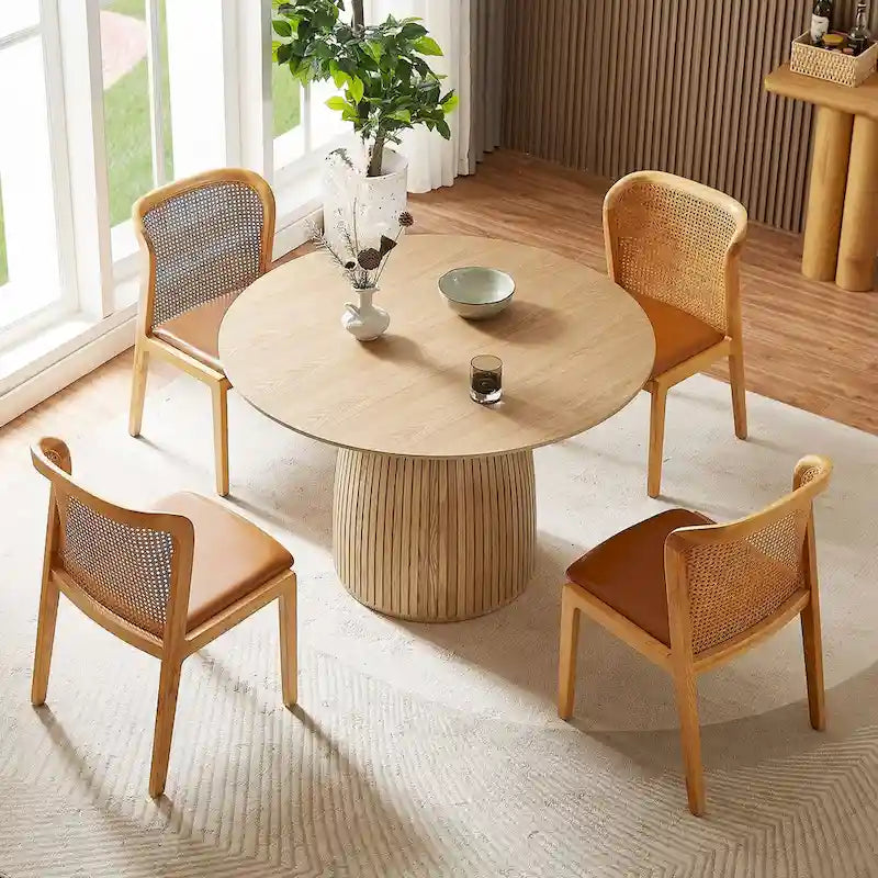 Round Dining Table Kitchen Table Small Space Dining Table MDF for 4-6 People - D 47.24  x H 49.63