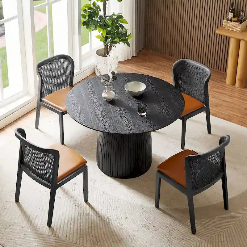 Round Dining Table Kitchen Table Small Space Dining Table MDF for 4-6 People - D 47.24  x H 49.63