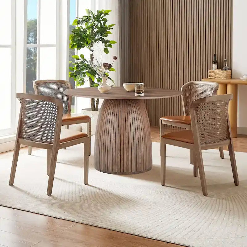 Round Dining Table Kitchen Table Small Space Dining Table MDF for 4-6 People - D 47.24  x H 49.63