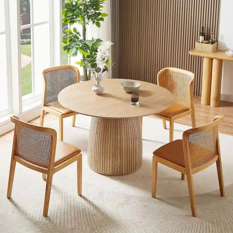 Round Dining Table Kitchen Table Small Space Dining Table MDF for 4-6 People - D 47.24  x H 49.63