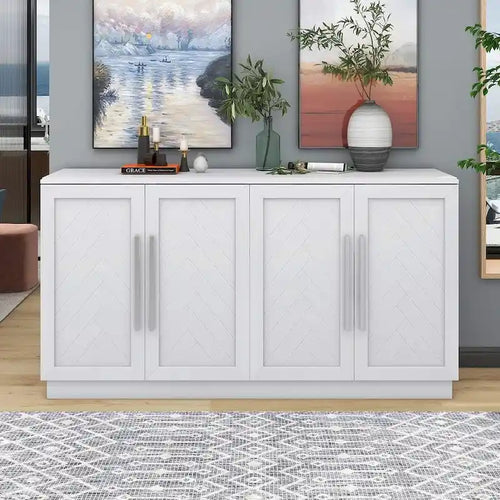 60  Dining Buffet And Sideboard with 4 Doors, Adjustable Shelves, and Handles