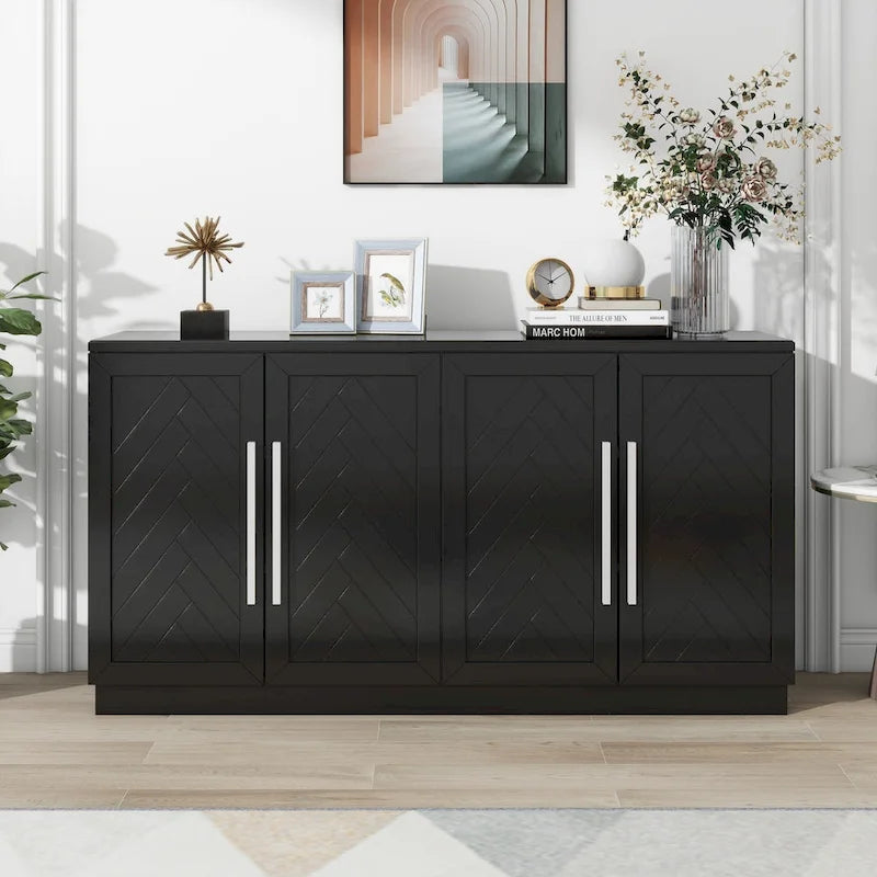 60  Dining Buffet And Sideboard with 4 Doors, Adjustable Shelves, and Handles