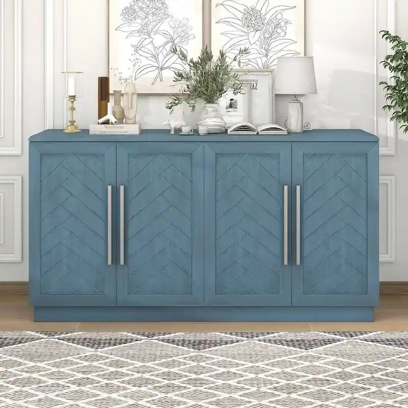 60  Dining Buffet And Sideboard with 4 Doors, Adjustable Shelves, and Handles