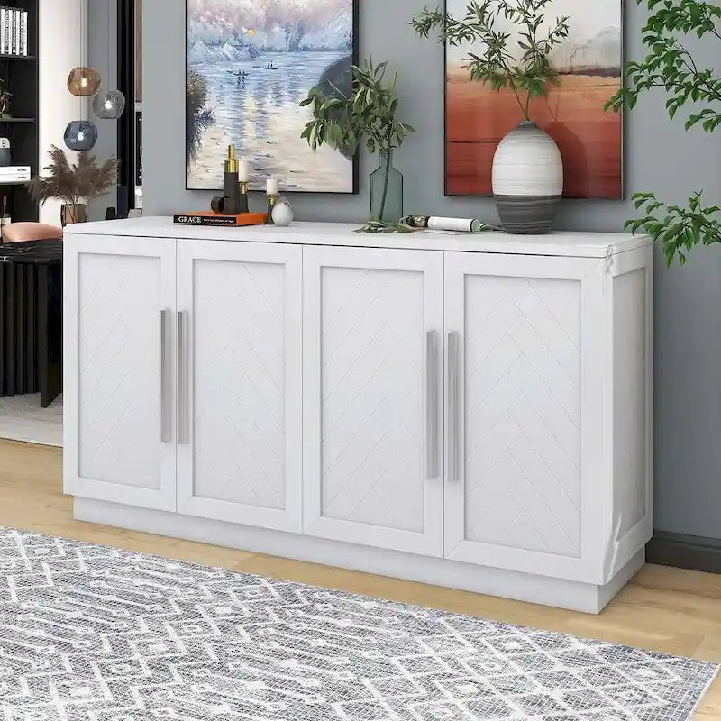 60  Dining Buffet And Sideboard with 4 Doors, Adjustable Shelves, and Handles