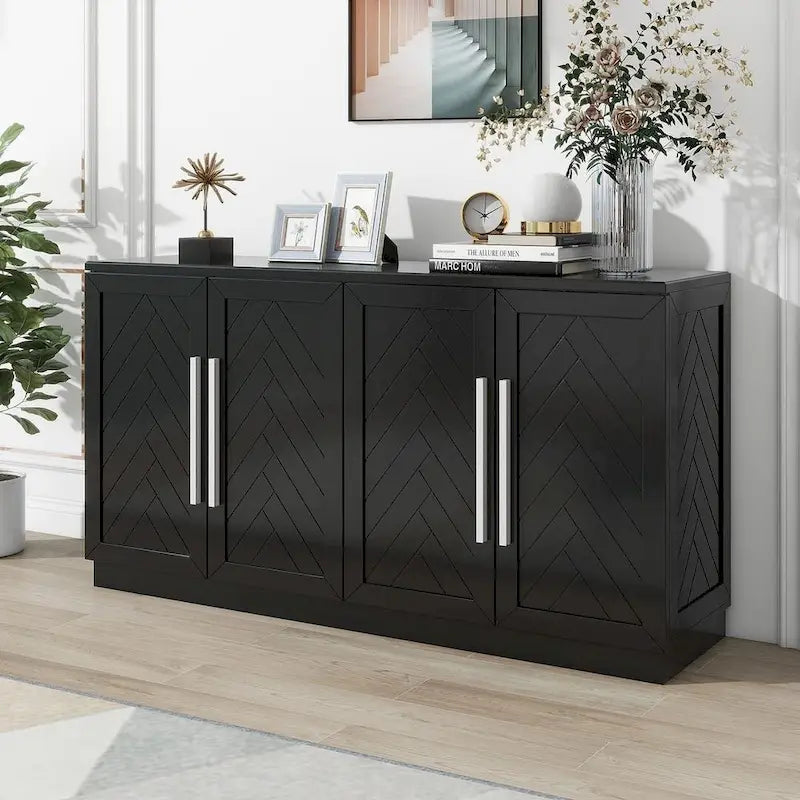 60  Dining Buffet And Sideboard with 4 Doors, Adjustable Shelves, and Handles
