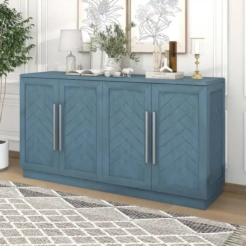 60  Dining Buffet And Sideboard with 4 Doors, Adjustable Shelves, and Handles