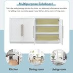 60  Dining Buffet And Sideboard with 4 Doors, Adjustable Shelves, and Handles