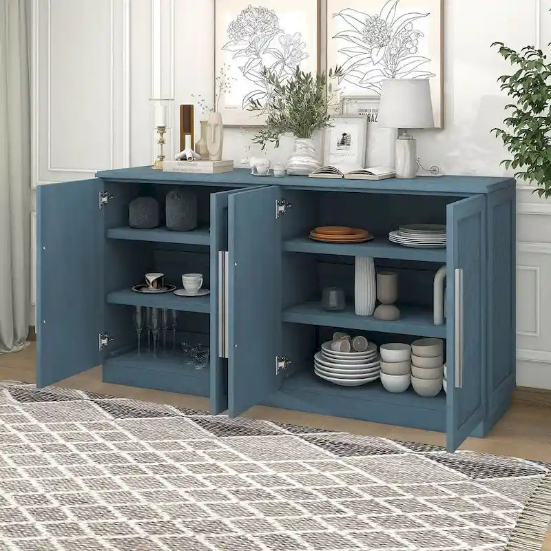 60  Dining Buffet And Sideboard with 4 Doors, Adjustable Shelves, and Handles
