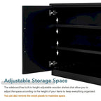 60  Dining Buffet And Sideboard with 4 Doors, Adjustable Shelves, and Handles