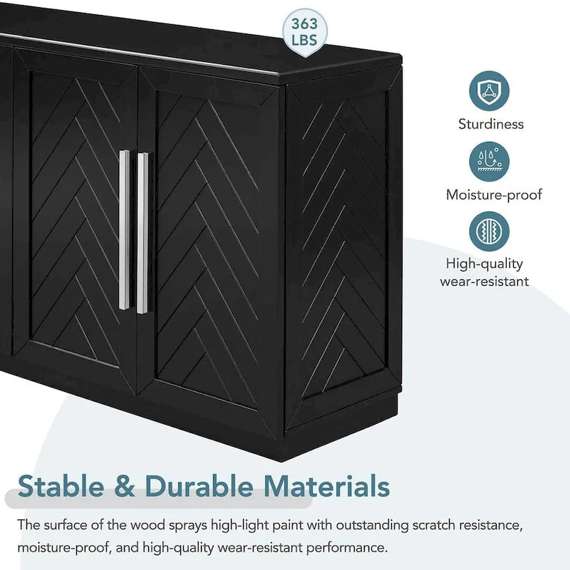60  Dining Buffet And Sideboard with 4 Doors, Adjustable Shelves, and Handles