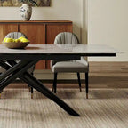 9 - Piece Extendable Rectangular Sintered Stone Cross Legs Dining Set With 8 Chairs