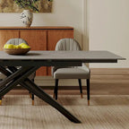 9 - Piece Extendable Rectangular Sintered Stone Cross Legs Dining Set With 8 Chairs