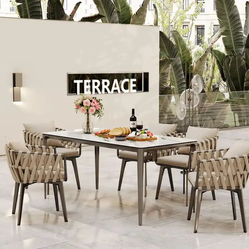 Luxurious Italian Marble Dining Table Sintered Stone Top Rectangular - 61.81x11.42x11.81 inch