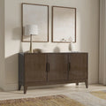 WYNDENHALL Pearson SOLID HARDWOOD 60 inch Wide Rectangle Modern 3 Door Sideboard Buffet / Storage Cabinet in Walnut Brown