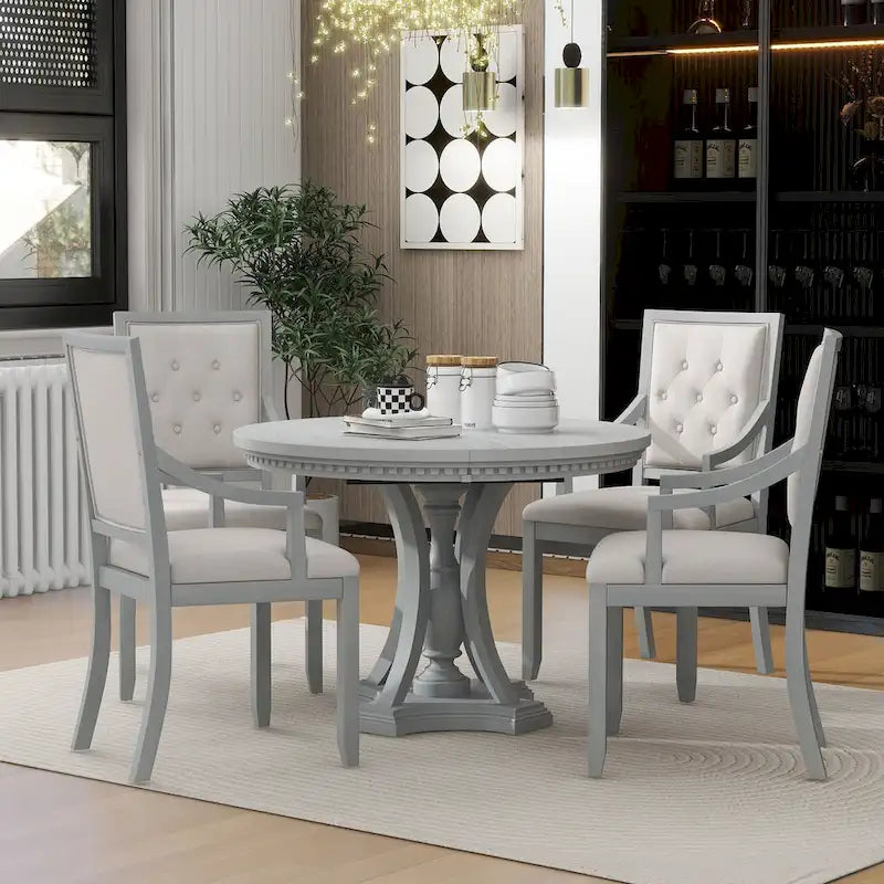 Nestfair Retro 5-piece Dining Set with 4 Chairs and Extendable Table