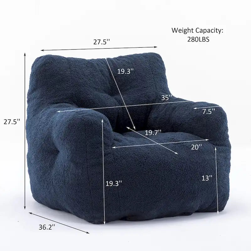 Mieres Faux Fur Fabric Bean Bag Chair, Floor Sofa For Living Room, Bedroom Lazy Sofa