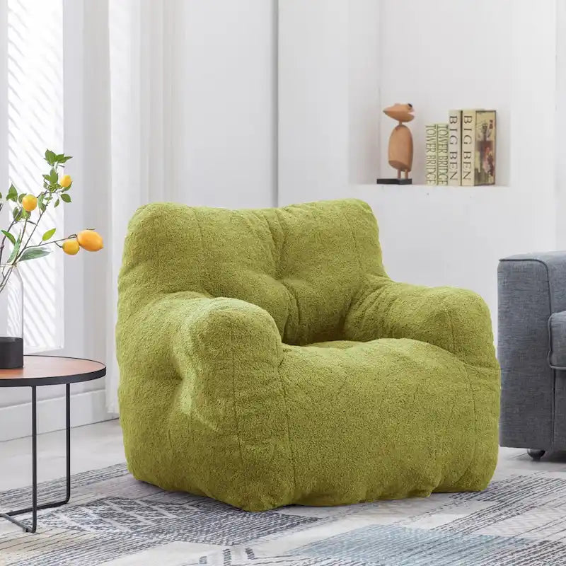 Mieres Faux Fur Fabric Bean Bag Chair, Floor Sofa For Living Room, Bedroom Lazy Sofa