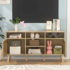 Anmytek Modern Rattan Wood TV Stand Console Table Entertainment Centers for TVs up to 65  - 59