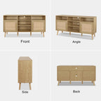 Anmytek Modern Rattan Wood TV Stand Console Table Entertainment Centers for TVs up to 65  - 59
