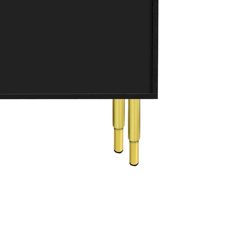 Modern Stylish Wooden Sideboard with 2 Amber-yellow Tempered Glass Doors