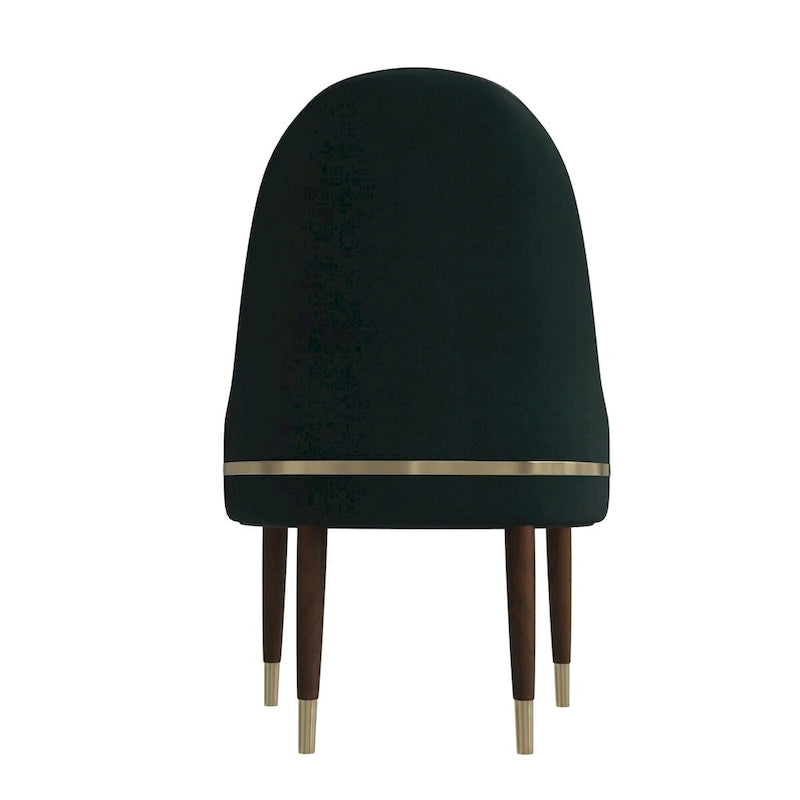 Leather Dining Chair with a Ripple Back and Gold Accents Design Elara Collection