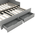 Twin to King Size Daybed Frame with Storage Bookcases and Two Drawers,Charging Design