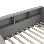 Twin to King Size Daybed Frame with Storage Bookcases and Two Drawers,Charging Design