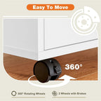 5 Drawer Wood File Cabinet with Wheels and Metal Slides