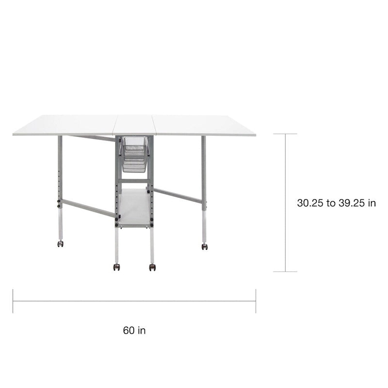 Adjustable Height Hobby and Craft Table with Drawers