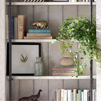 Avondale 8' Tall Bookcase Wall With Ladder, Storage Organizer, Display Shelf for Office, Brown - 80 W x 94 H x 15 D