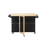 Mobile Kitchen Island & Kitchen Cart,With Extendable Rubber Wood Top and 3 Drawers - 53.93 (L) x 17 (W) x 36.22 (H