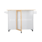 Mobile Kitchen Island & Kitchen Cart,With Extendable Rubber Wood Top and 3 Drawers - 53.93 (L) x 17 (W) x 36.22 (H