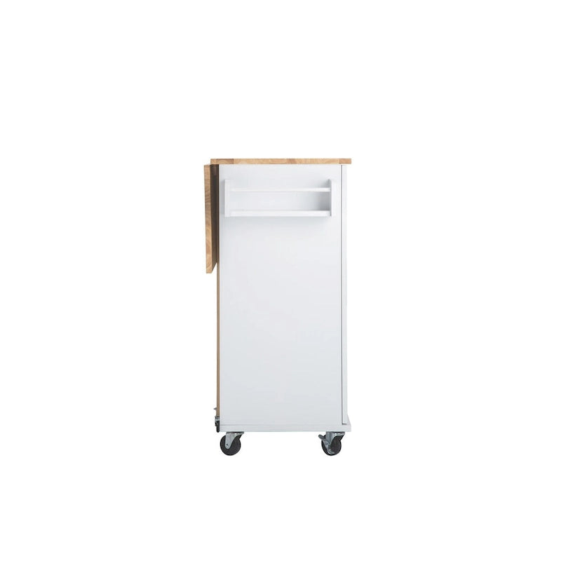 Mobile Kitchen Island & Kitchen Cart,With Extendable Rubber Wood Top and 3 Drawers - 53.93 (L) x 17 (W) x 36.22 (H