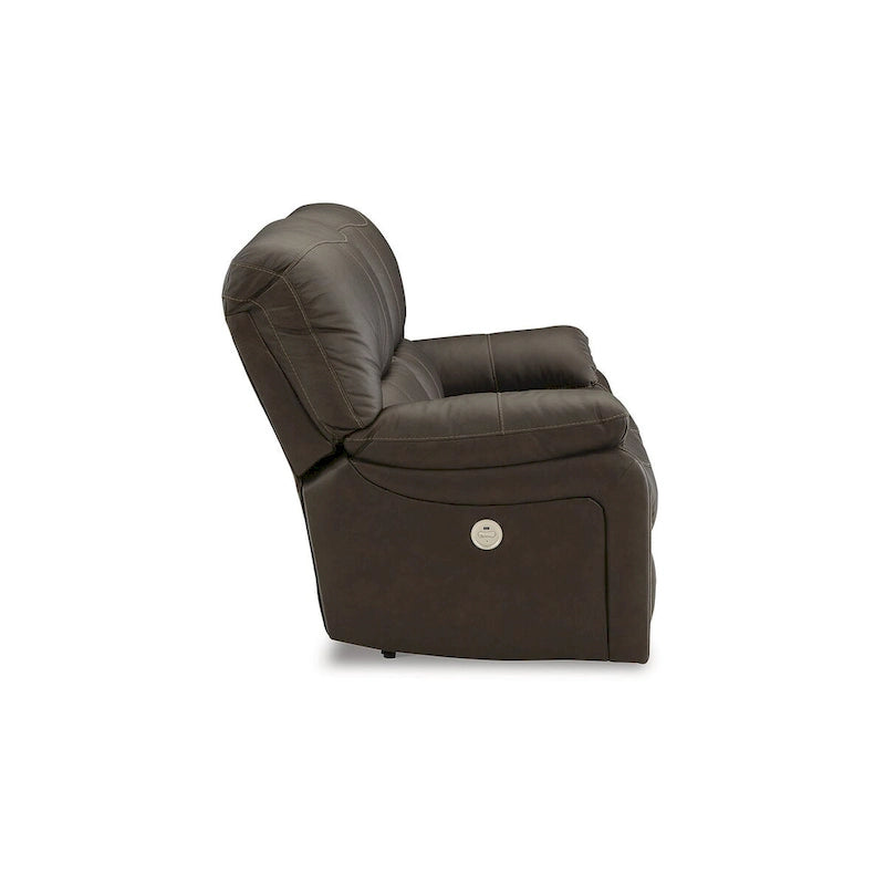 Signature Design by Ashley Leesworth Brown Reclining Power Loveseat - 65 W x 41 D x 41 H