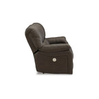 Signature Design by Ashley Leesworth Brown Reclining Power Loveseat - 65 W x 41 D x 41 H