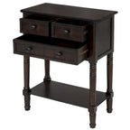 Narrow Slim Esspreso Console Table/Sofa Table with 3 Drawers and 1 Bottom Shelf - 23.7 L x 13 W x 31.1 H