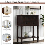 Narrow Slim Esspreso Console Table/Sofa Table with 3 Drawers and 1 Bottom Shelf - 23.7 L x 13 W x 31.1 H