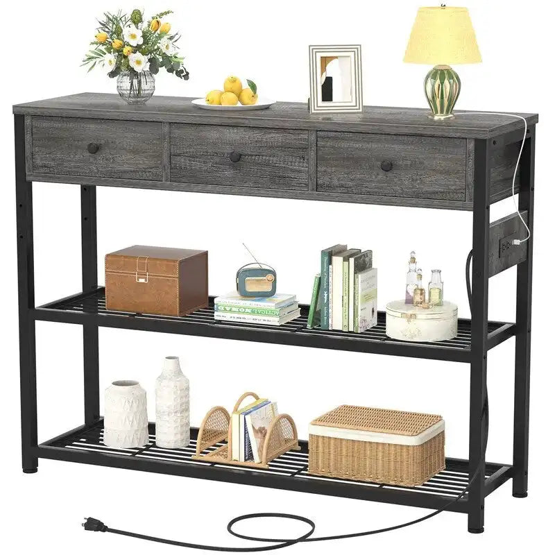 47  Entryway Table with Outlets and USB Ports - 11.8 D x 47.2 W x 31.8 H