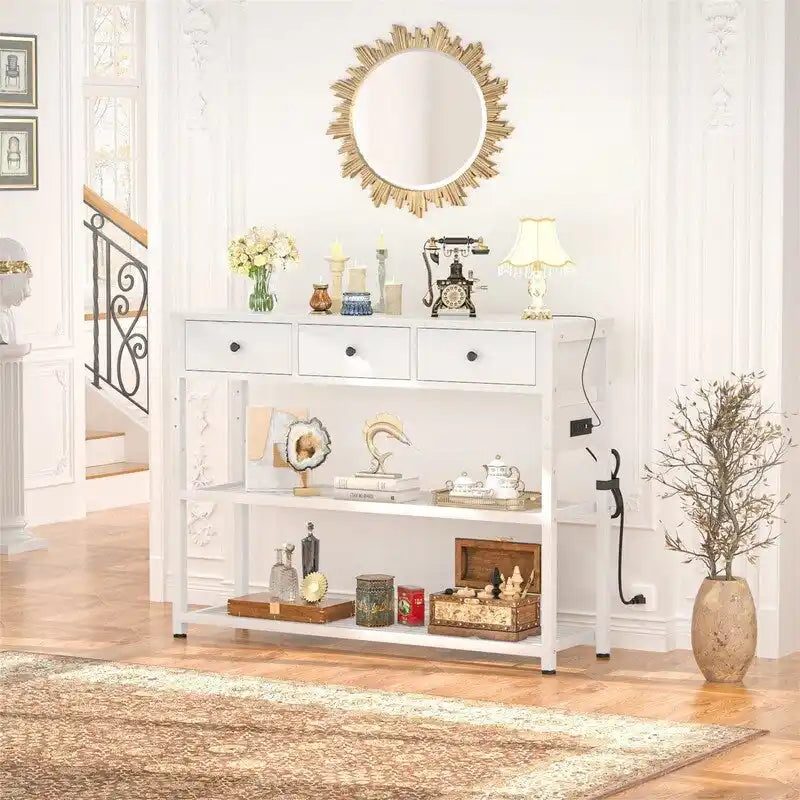 47  Entryway Table with Outlets and USB Ports - 11.8 D x 47.2 W x 31.8 H