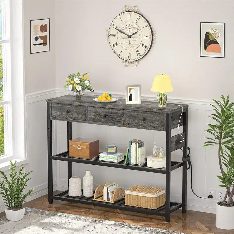 47  Entryway Table with Outlets and USB Ports - 11.8 D x 47.2 W x 31.8 H