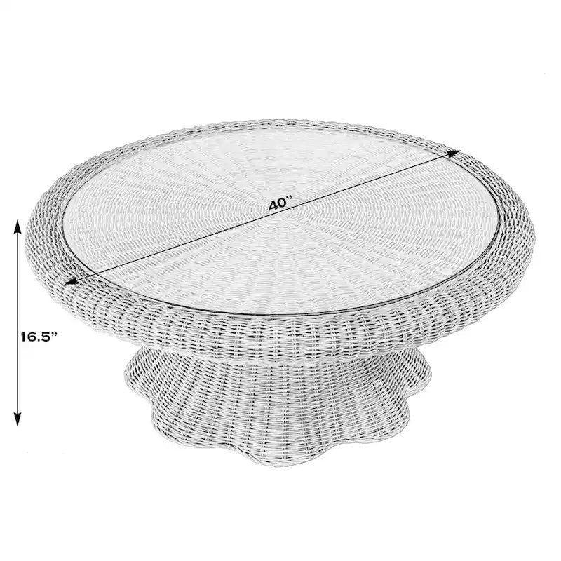 Flora Rattan Scalloped Coffee Table